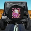 Kawaii cat pink donut anime spare tire cover with no camera hole for Jeep SUV RV