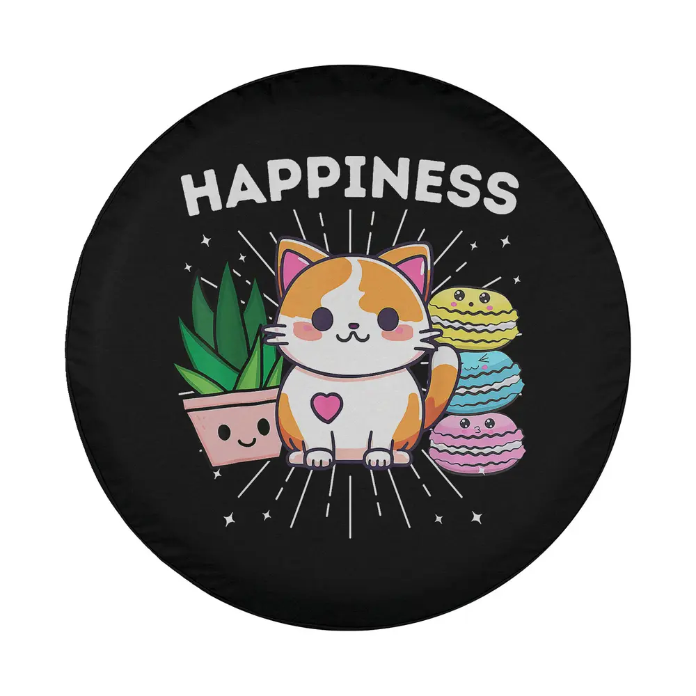 Kawaii cat plant macaroons happiness design for spare tire cover