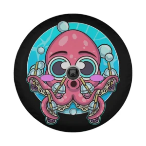 Kawaii octopus boba tea bubble anime art for spare tire cover design only