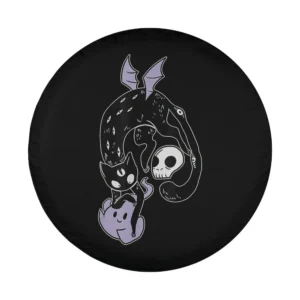 kawaii spynx cat skull ghost nu goth punk design for spare tire cover