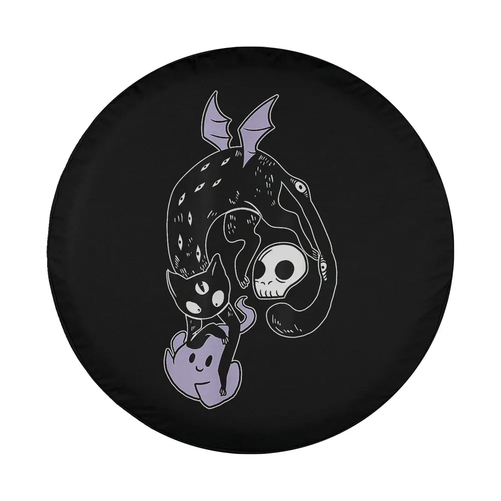 kawaii spynx cat skull ghost nu goth punk design for spare tire cover