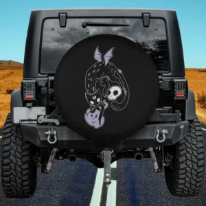 kawaii spynx cat skull ghost spare tire cover no camera hole for Jeep SUV RV