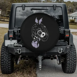 kawaii spynx cat skull ghost spare tire cover with camera hole for Jeep Bronco