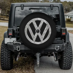 Kids chalk drawn Volkswagen VW logo spare tire cover with backup camera hole for Jeep