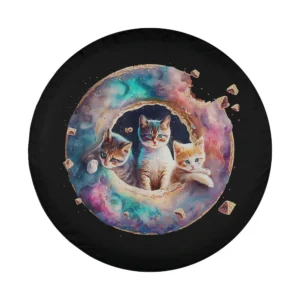 Kittens in space with donut ring and sprinkles cute cat spare tire cover design