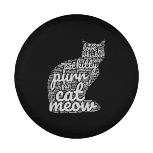 Kitty cat word art typographic silhouette design for spare tire cover