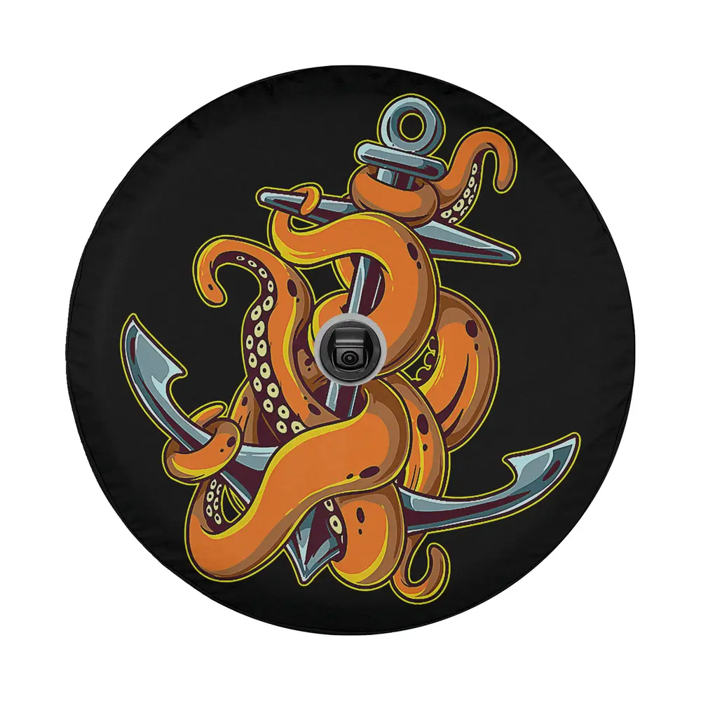 kraken anchor sword octopus design for spare tire cover