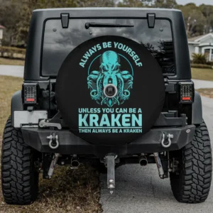 kraken octopus funny motivational spare tire cover with camera hole