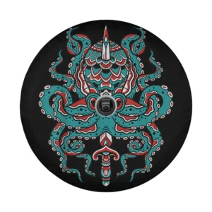 Kraken sword American traditional octopus tattoo old school ink design for spare tire cover