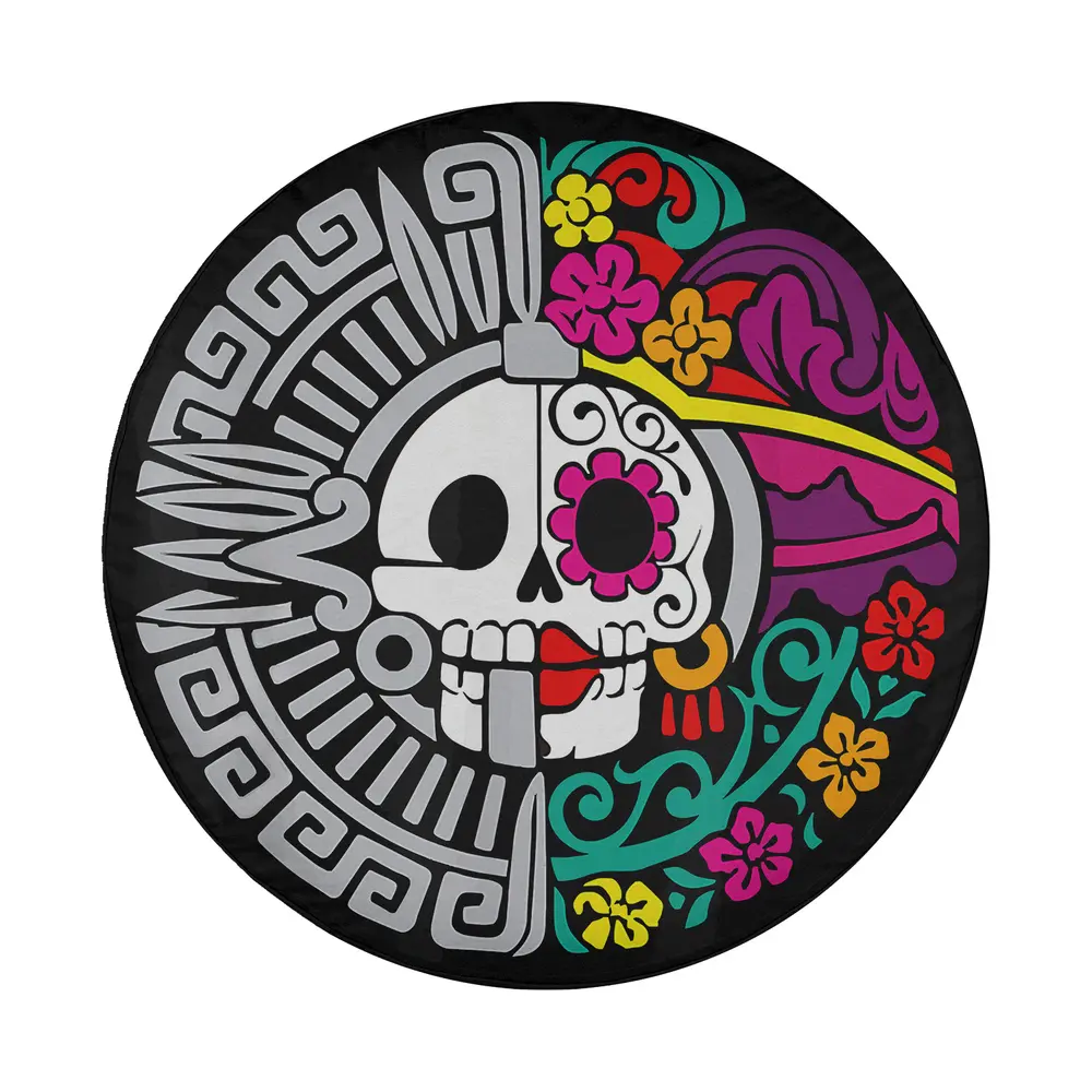 Aztec sun marigold la calavera catrina skull design only