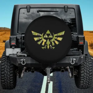 Legend of Zelda Tri Force camo logo spare tire cover no camera hole on Honda CRV