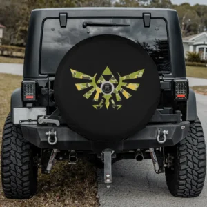 Legend of Zelda Tri Force camo logo spare tire cover with camera hole for Honda CRV