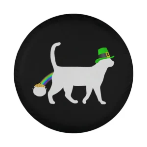 Funny cat with leprechaun hat and rainbow pot of gold Saint Patrick's Day design