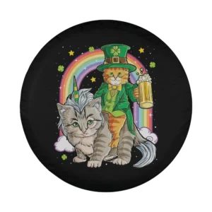 leprechaun rainbow caticorn cat st patricks day spare tire cover design only