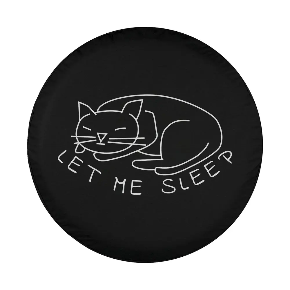 let me sleep pajama cat line art design for spare tire cover