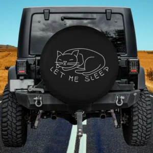 let me sleep pajama cat line art spare tire cover no camera hole for Jeep SUV RV