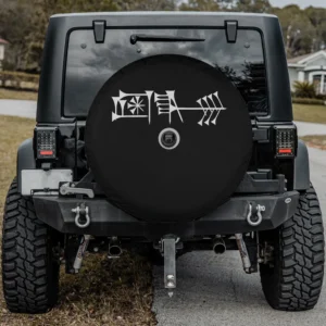 Liberty Fund logo Sumerian arrow spare tire cover with backup camera hole option
