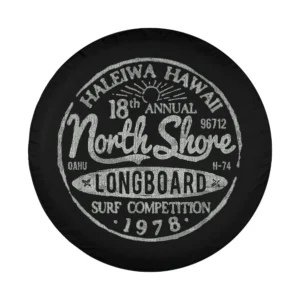 Chalkboard North Shore surf competition badge vintage Hawaii beach tire cover design only