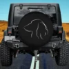 long haired dachshund line art wiener dog spare tire cover on Jeep
