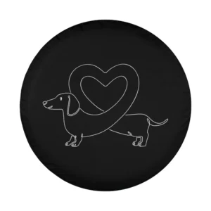 minimalist dachshund and heart line art spare tire cover design