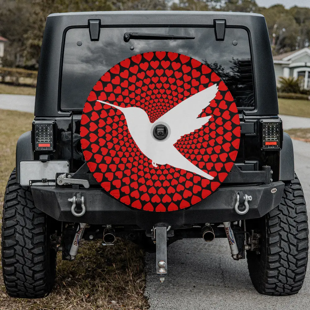 love heart hummingbird spirit animal spare tire cover with camera hole