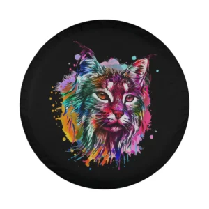 lynx watercolor wildcat cat art design for spare tire cover