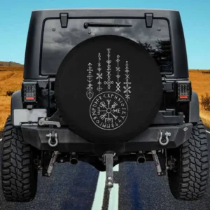 Magical Viking compass Vegvisir runes spare tire cover with no camera hole for travel trailer, Jeep, or RV