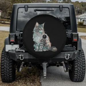 Maine Coon cat colorful mom lady spare tire cover with backup camera hole for SUV
