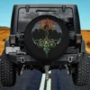 Mandala lotus unalome tree of life cat spare tire cover with rainbow art for Jeep