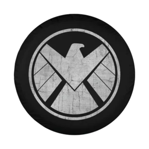 Vintage grungy S.H.I.E.L.D. eagle logo design for spare tire covers