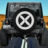 Black white House of X Power of X logo spare tire cover on Ford Bronco, no camera hole