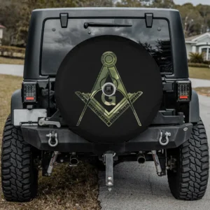 Masonic square and compass camo camouflage spare tire cover with camera hole for SUV RV
