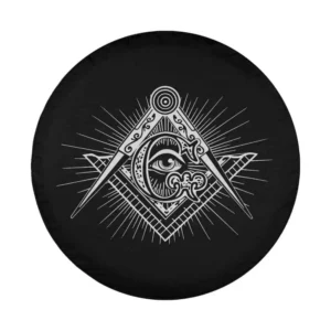 Ornate Masonic Square Compass Eye Freemason design for spare tire cover
