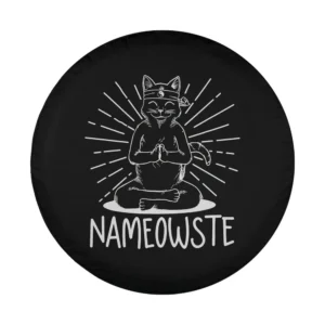 meditating yoga cat nameowste funny spiritual design for spare tire cover