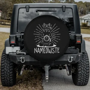 meditating yoga cat nameowste funny spiritual spare tire cover with camera hole