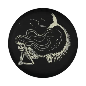 Close-up of mermaid skeleton halloween costume women girls design on spare tire cover
