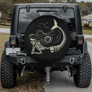 Mermaid skeleton halloween costume women girls spare tire cover with camera hole