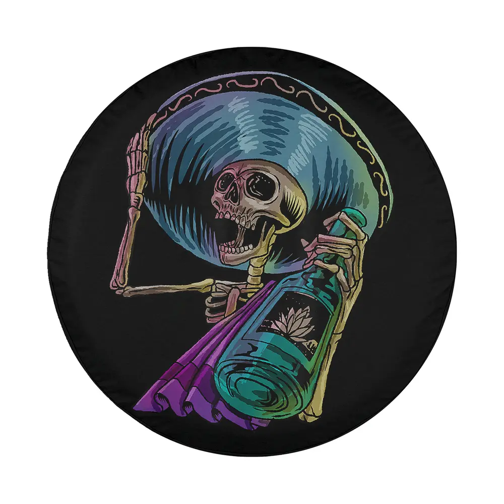 Mexican skull tequila bandito colorful skeleton charro design artwork