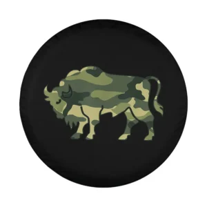 Military camo bison silhouette graphic for spare tire cover design