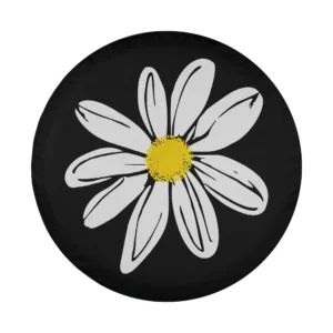 Minimal daisy flower graphic floral design for spare tire cover