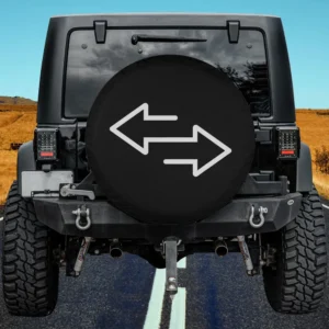 Minimalist double arrow bi pride symbol spare tire cover without camera hole on Jeep