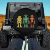 Minimalist binary robots coding geek spare tire cover with yellow, green, orange robots for travel trailer, Jeep, RV