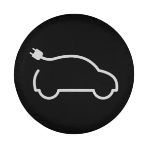 Minimalist electric car outline black design for travel trailer spare tire cover
