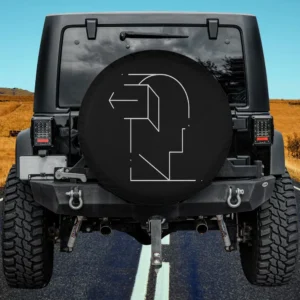 Minimalist line head arrow mind doorway spare tire cover with no camera hole for Jeep, RV, trailer