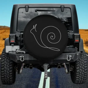 Minimalist snail outline lineart 5th wheel spare tire cover with no camera hole