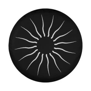 Minimalist white sun wavy rays surf design for spare tire cover