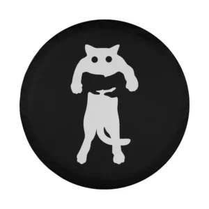 Minimalistic black cat hug silhouette design for custom spare tire cover