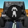 Minimalistic black cat hug silhouette spare tire cover with no camera hole for Jeep