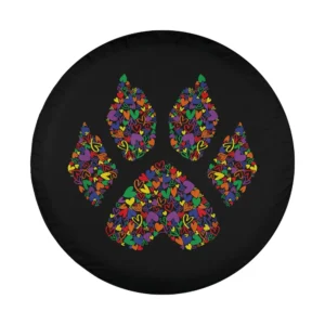 Closeup of Miraculous Ladybug rainbow hearts Cat Noir paw print design