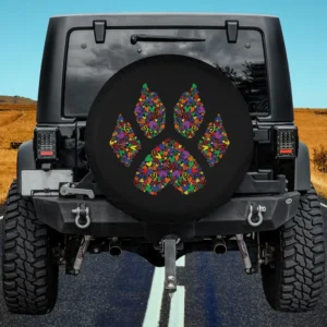 Miraculous Ladybug rainbow hearts Cat Noir paw spare tire cover without camera hole